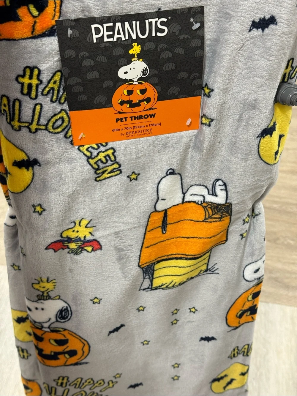 Peanuts Halloween Throw Blanket - Gray, Orange & Yellow